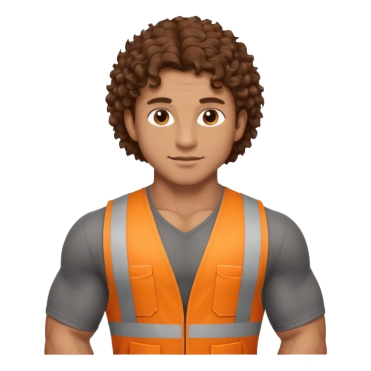 Hot male engineer with curly brown hair and muscles sticker