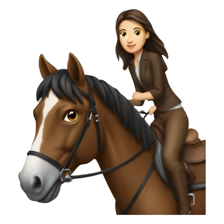 A brunette girl riding a hors sticker