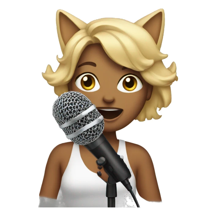 woman with cat's ears singing with a microphone  sticker