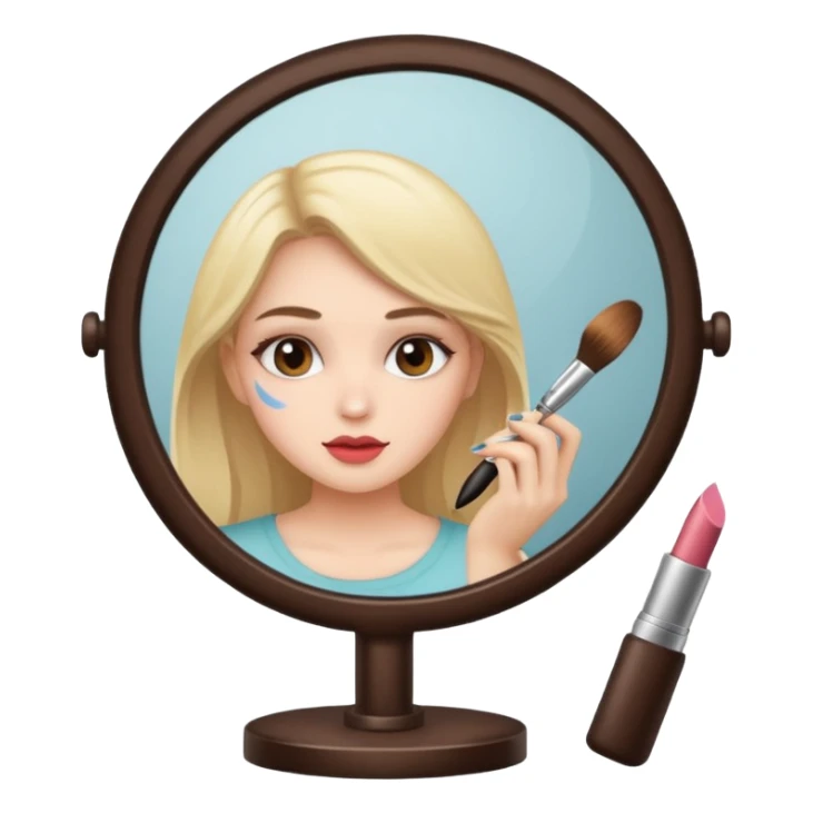 Girl doing makeup looking in a mirror sticker