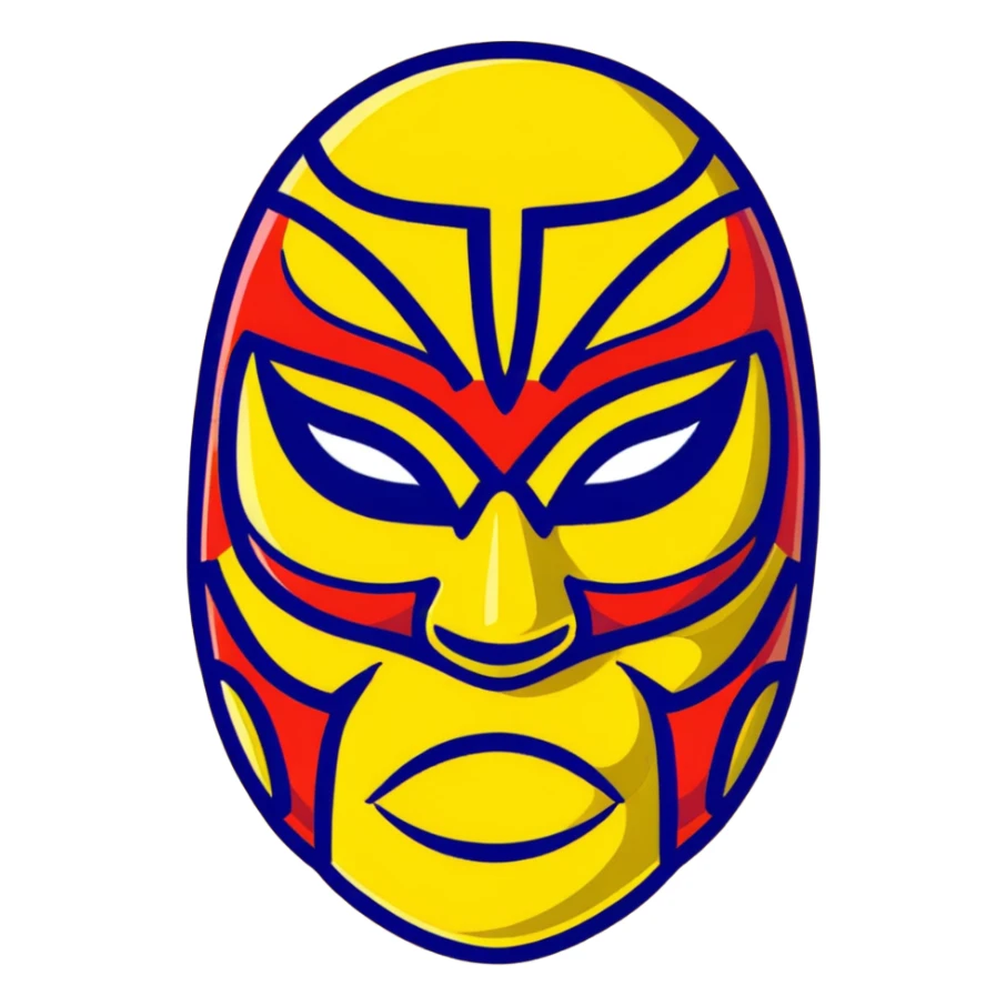 A vibrant purple and blue luchador mask with decorative patterns sticker