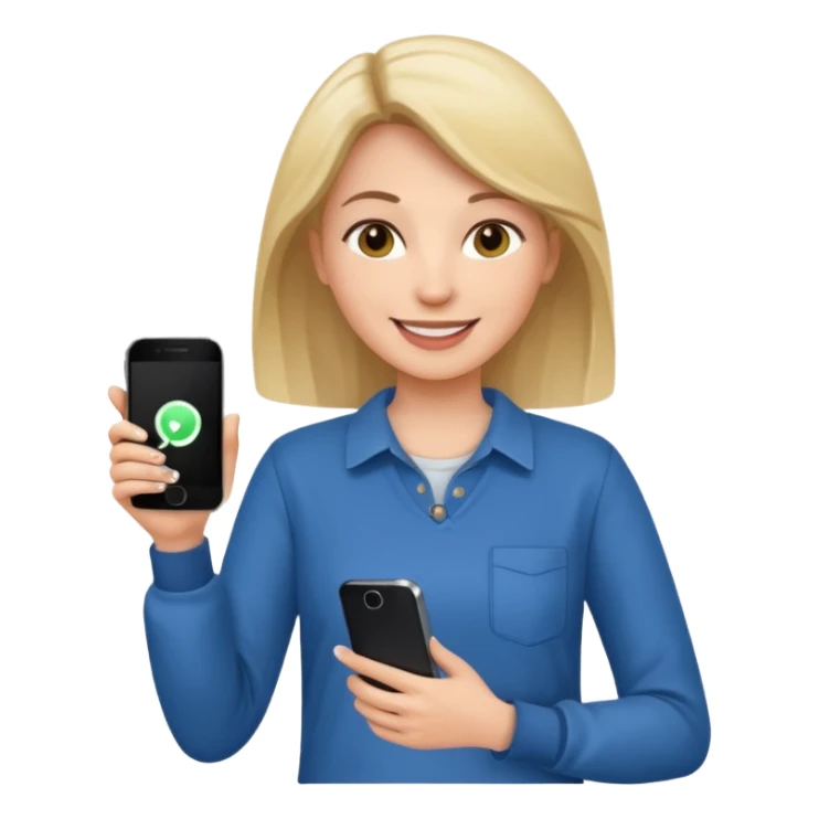 woman casual clothes holding a phone in one hand sticker