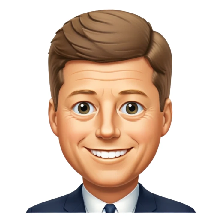 John F. Kennedy smiling face, minimal details, friendly diplomatic mood sticker