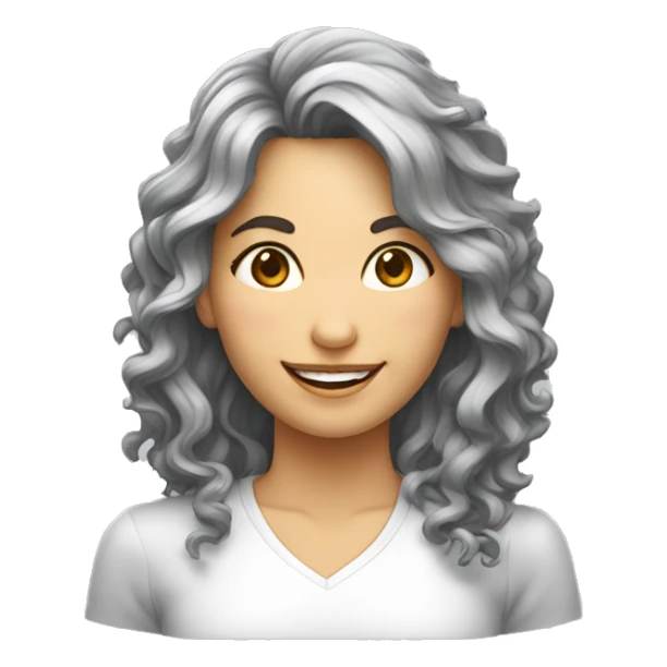 Mulher, branca, magra, cabelo ondulado médio, dentes bonitos sticker