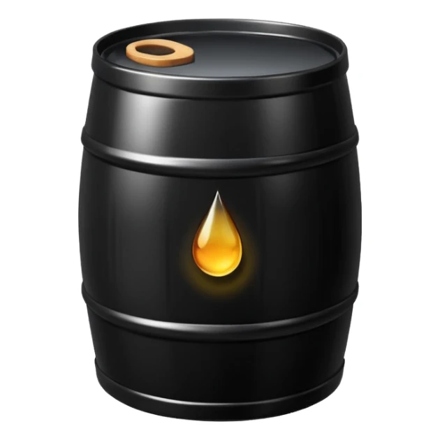 generate an ultra realistic black metal barrel without rust and with a black drop of oil on it sticker