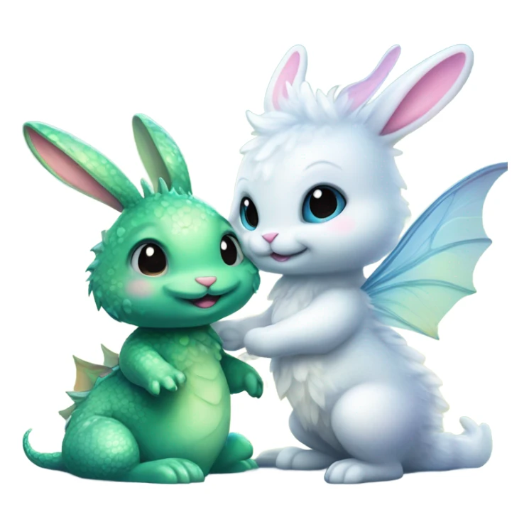 Cute fairy bunny and cute water dragon same size as best friends  sticker