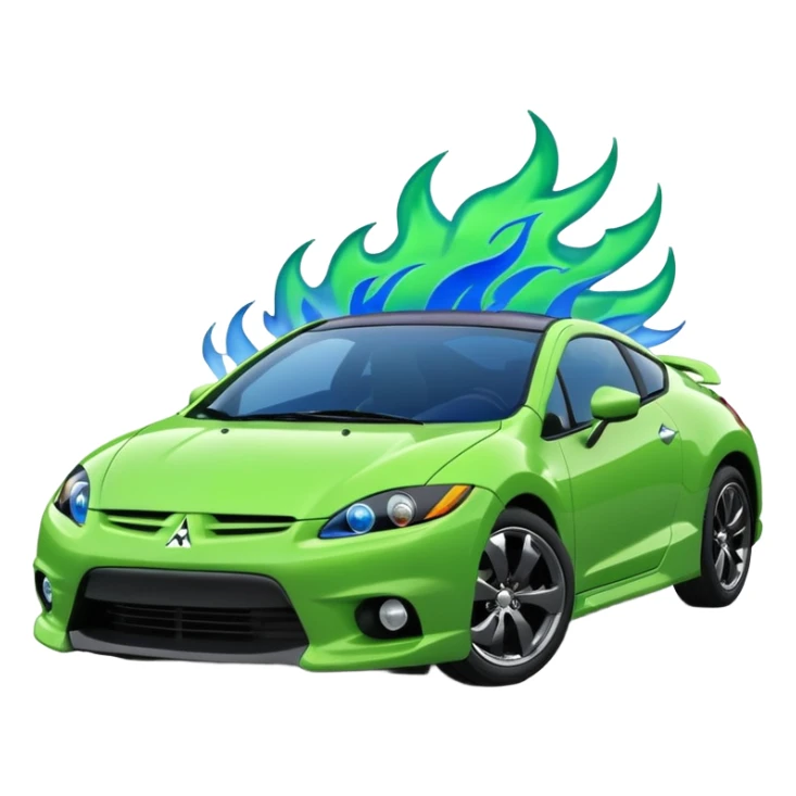 MITSUBISHI ECLIPSE Color green and Flames Color Blue sticker