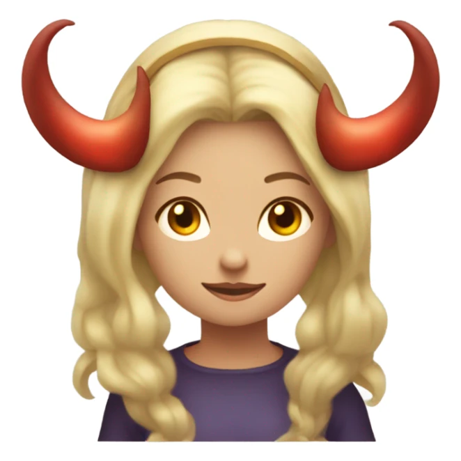 blonde girl with demon horns and halo sticker