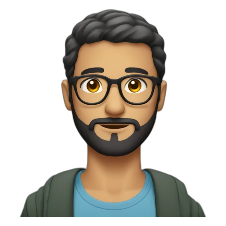 arabic guy with short hair, small beard and tranparent glasses sticker
