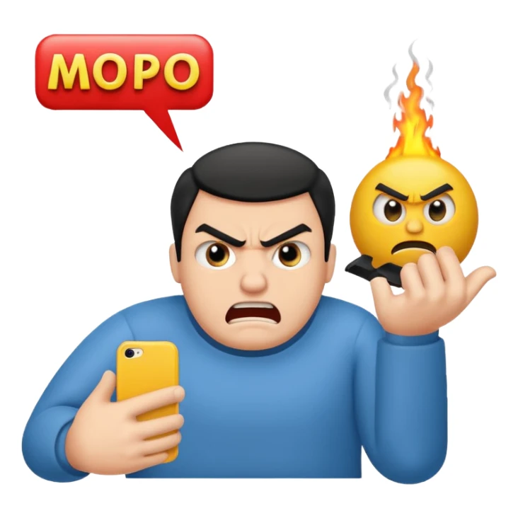 Big text "mopo" above and an angry man. Make sure the text is bigger than the man sticker