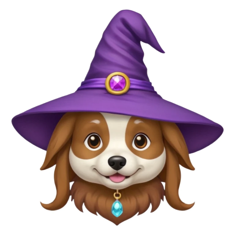 dog wear purple wicth hat sticker