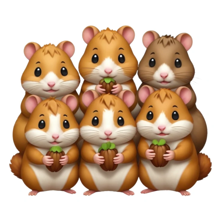 cartoon-style hamster sharing acorns with other cartoon-style hamsters sticker