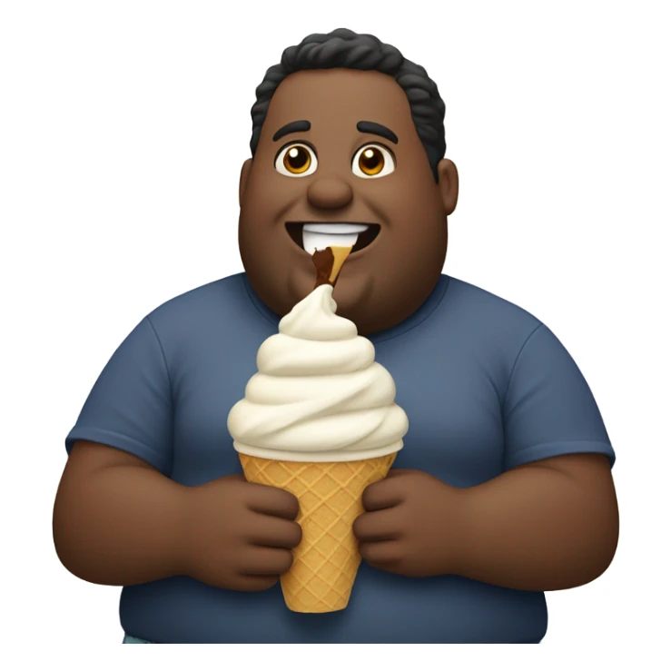 fat man eating ice cream sticker