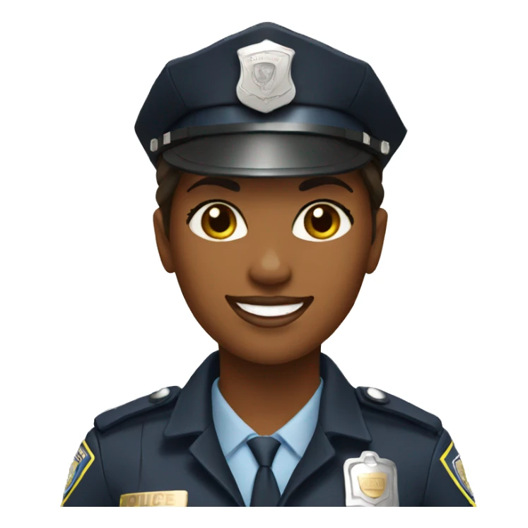 A police woman, brown skin, happy sticker
