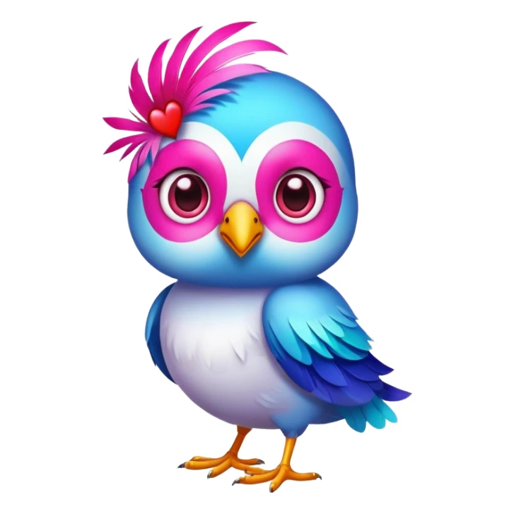 Cute bird with heart-shaped eyes sticker