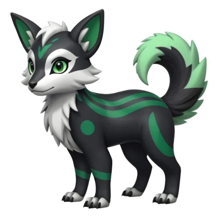 Shiny black with white, grey and green Linoone-Absol-Trico-Hybrid (Full body) sticker