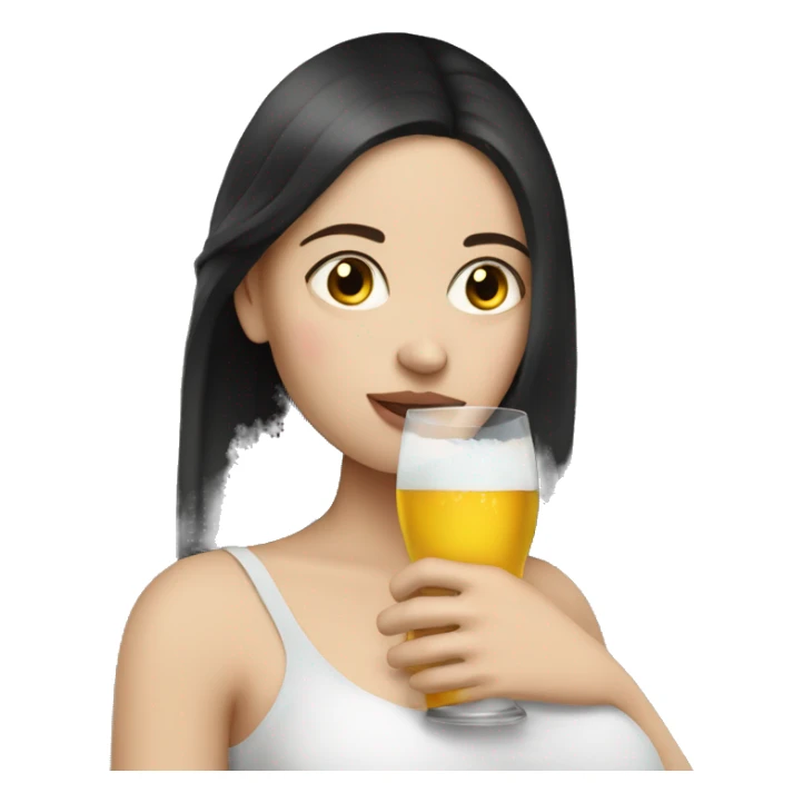 Pregnant women with dark hair and white Skin drinking eine  sticker