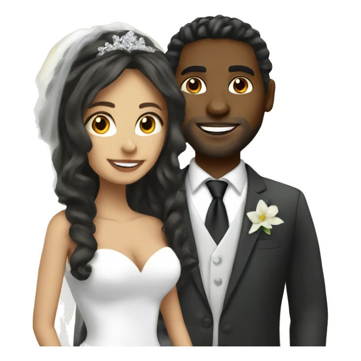 Long hair Latina bride and black man groom sticker