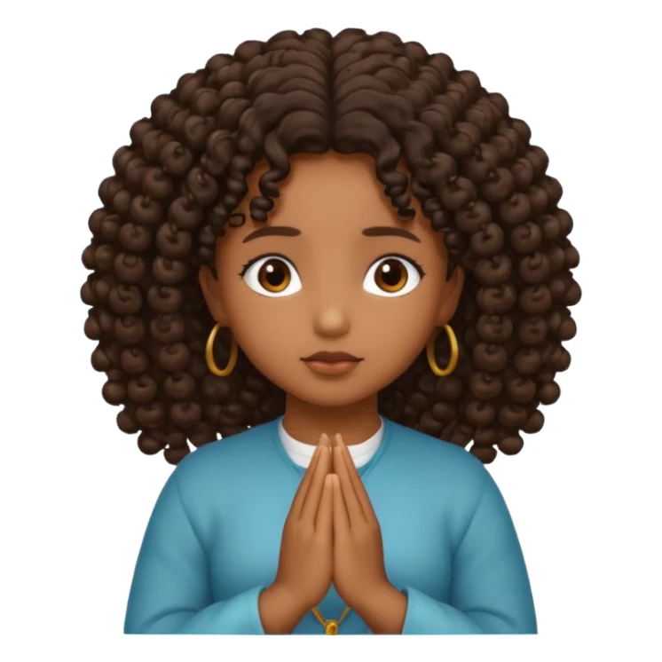 brown girl praying curls black sticker