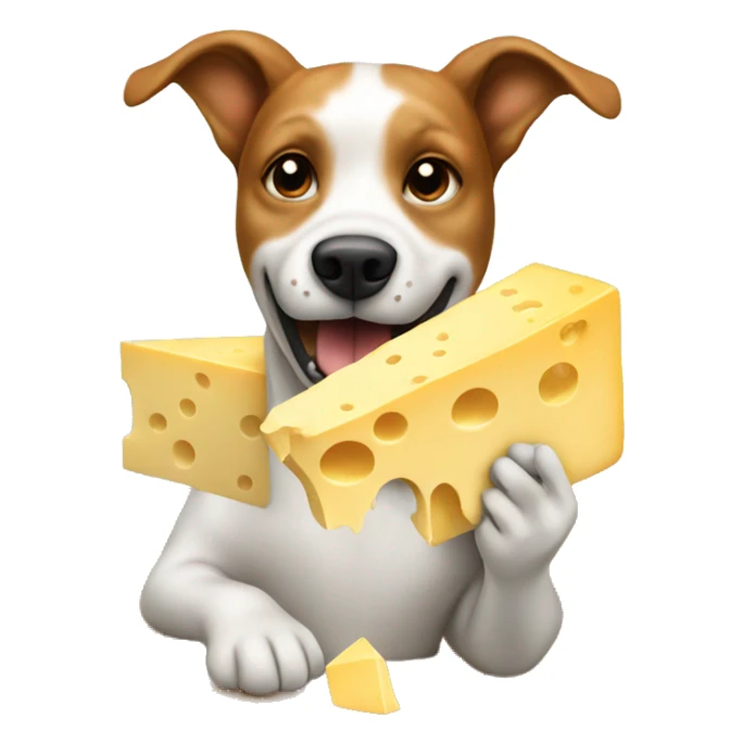 Dog eating a block of cheese sticker