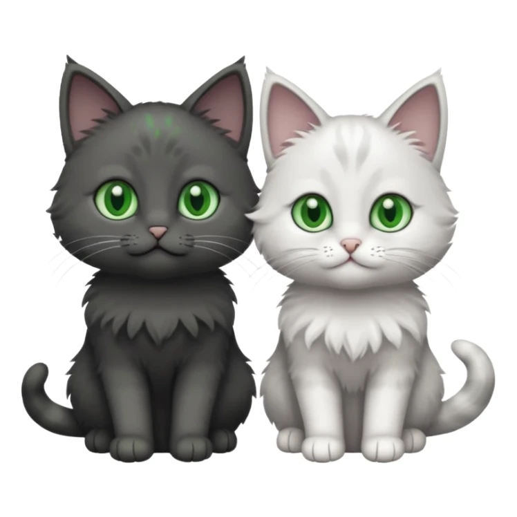 2 different coloured small cats including a dark grey and white and a completely solid dark grey with green eyes and only white paws sticker