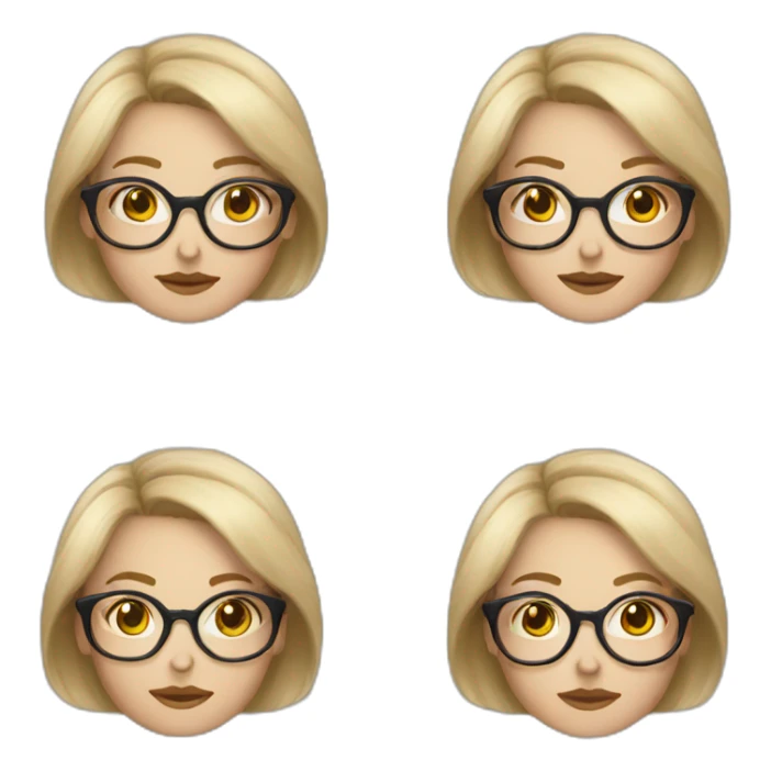 white women, dirty blonde hair, big round glasses sticker