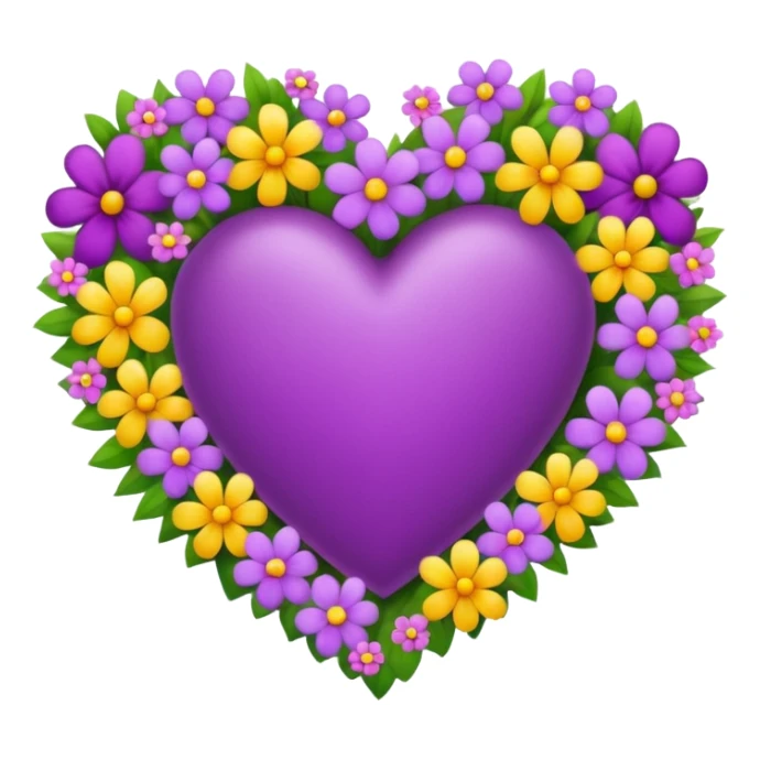 purple heart with beautiful colorful flowers around its border sticker