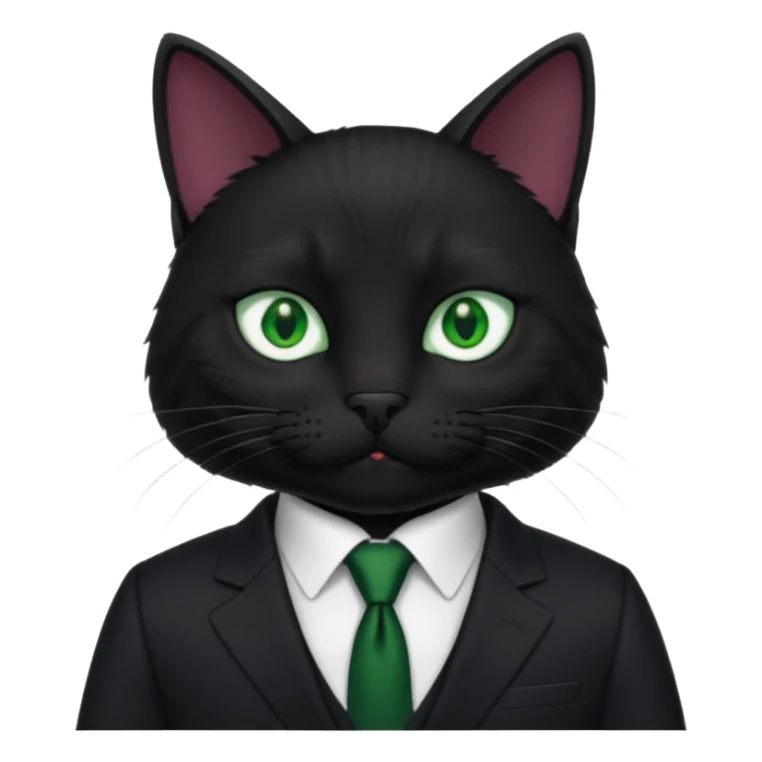 real cat black siting with a suit on sticker