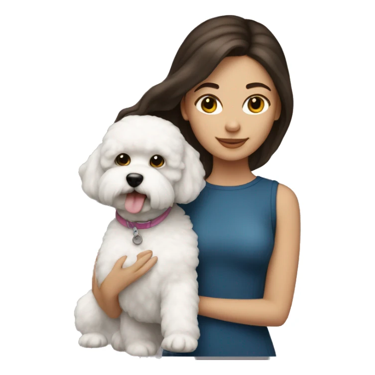 Brunette girl with bichon frise sticker