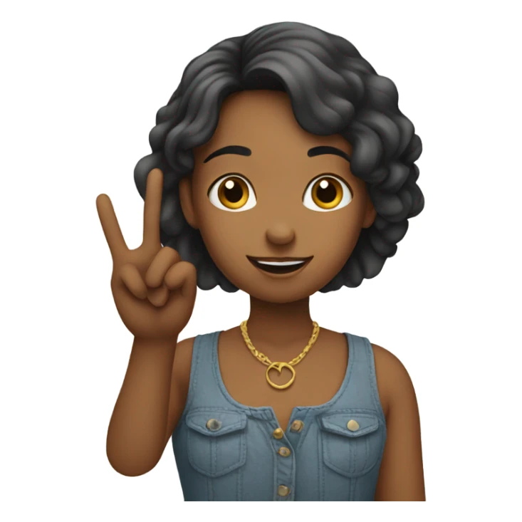 Girl giving a piece sign sticker