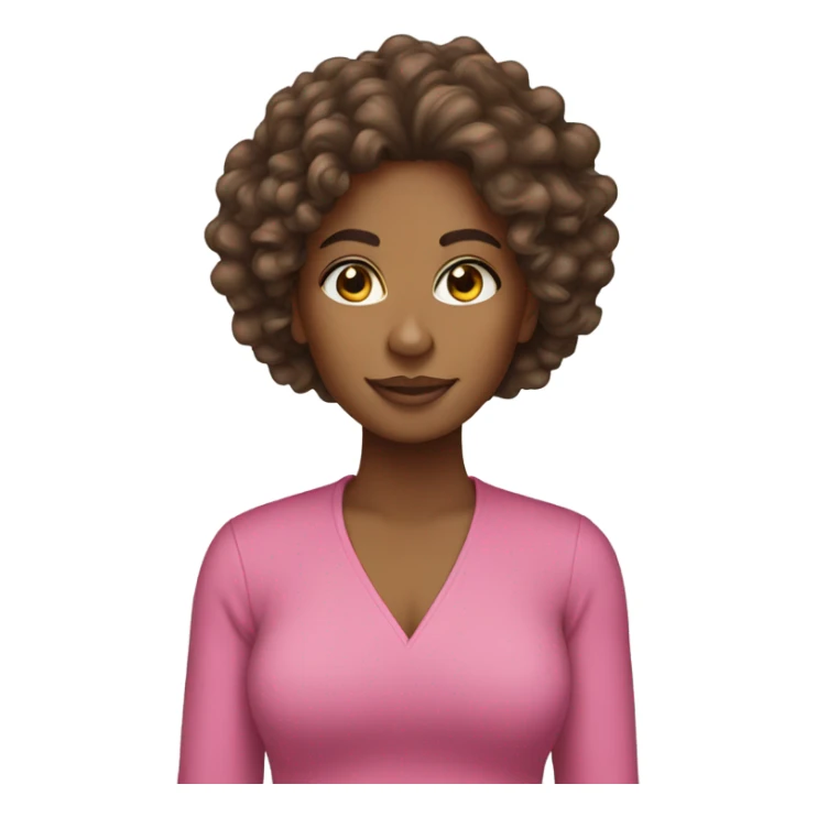 brownskin  woman long curly hair wearing pink  sticker