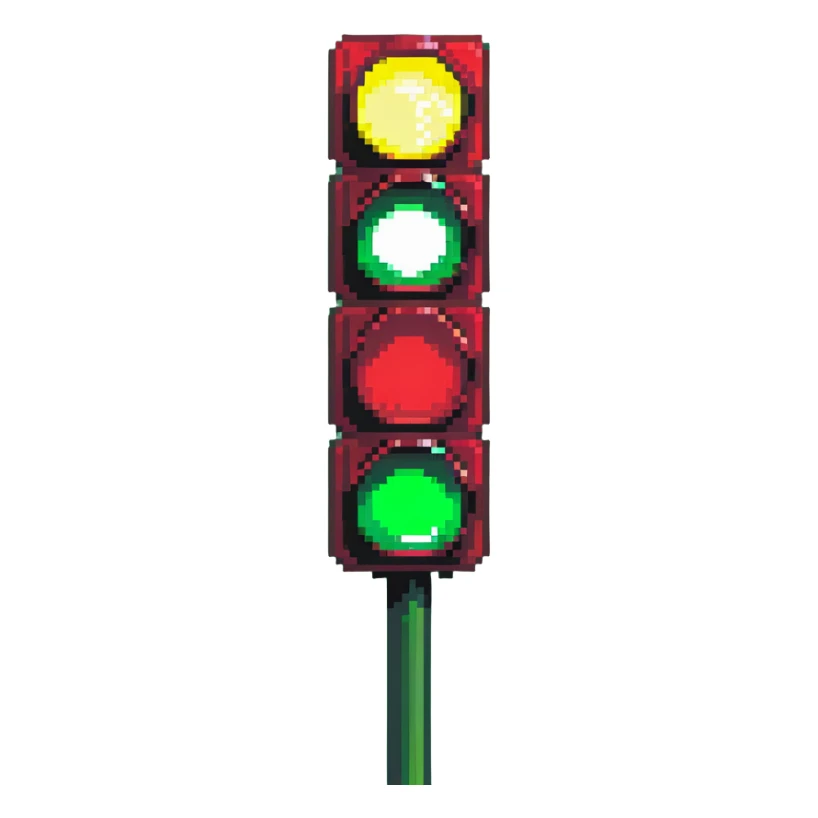green stoplight traffic signal with bright green light sticker