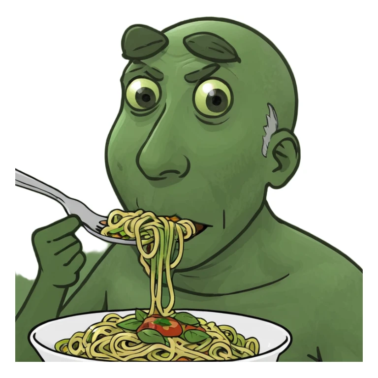 small Italian man hunched over eating spaghetti and watching Juventus lose sticker