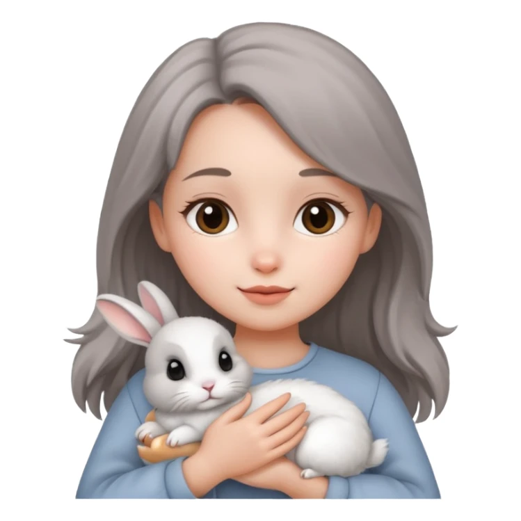 A girl with a cute rabbit  sticker