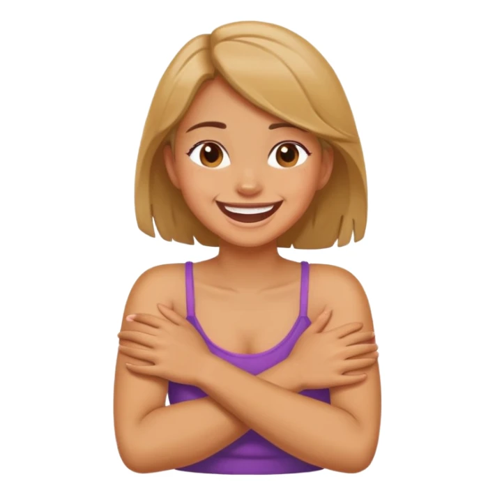 arms cross holding neck laughing girl sticker