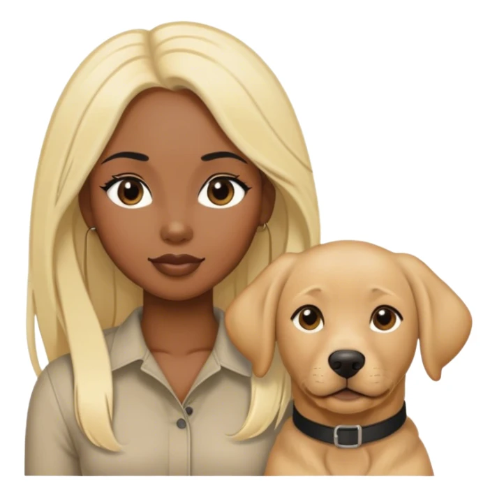 Black long hair women with a  blond Labrador  sticker