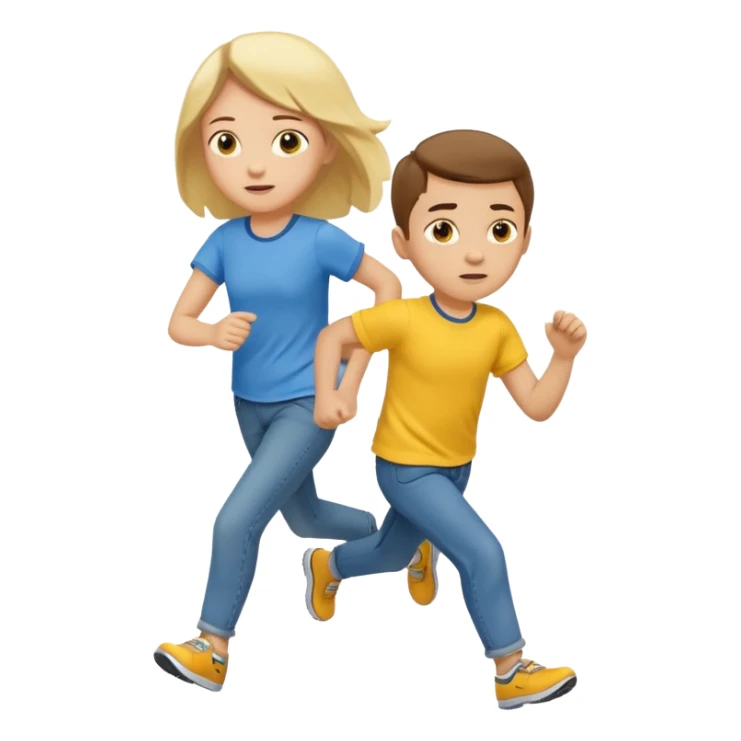 Three charater: a child’s sentimental running to return from his white father back to his yellow mother sticker