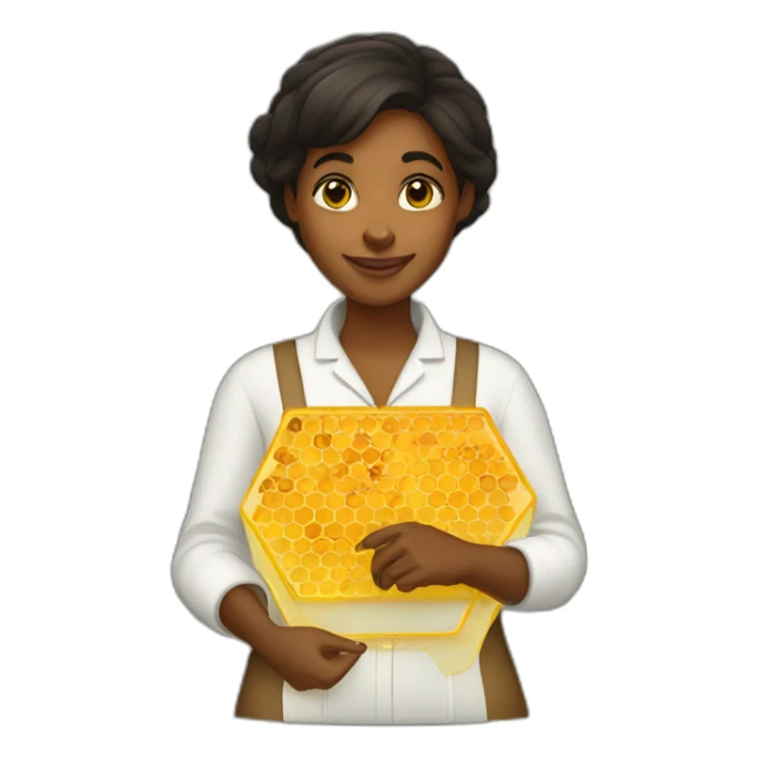 Brown girl beekeeper holding honeycomb sticker