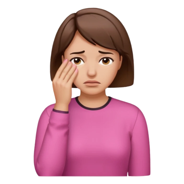 Woman with short brown hair and a pink shirt facepalming  sticker