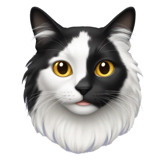 half black and half white long hair cat sticker
