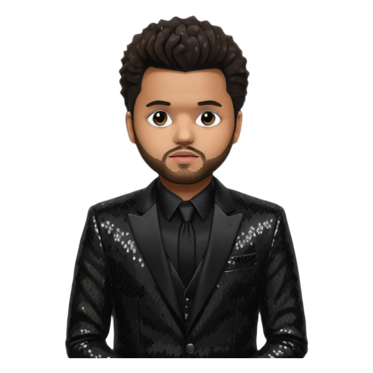 The Weeknd with Dark Brown Hair, Black Sequin Suit  sticker