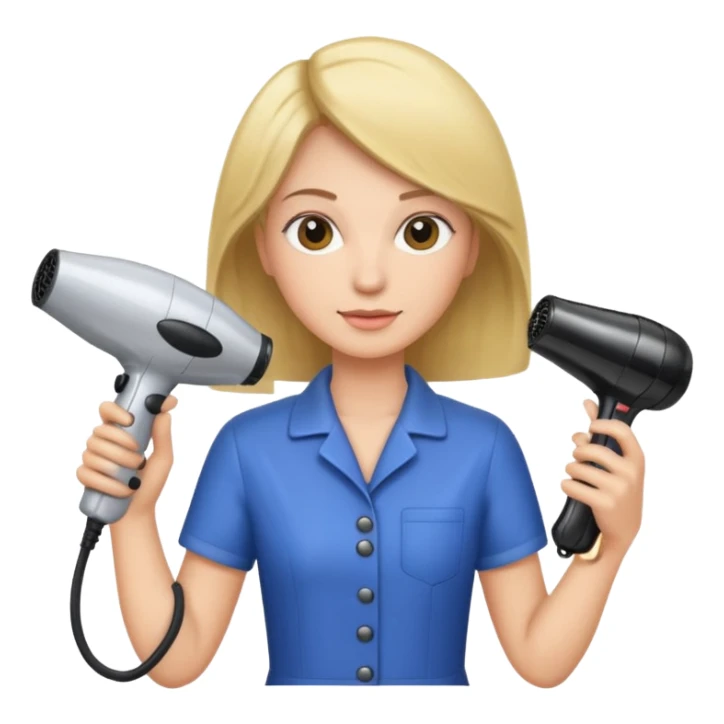 peluquera con secador de pelo y peine en la mano sticker