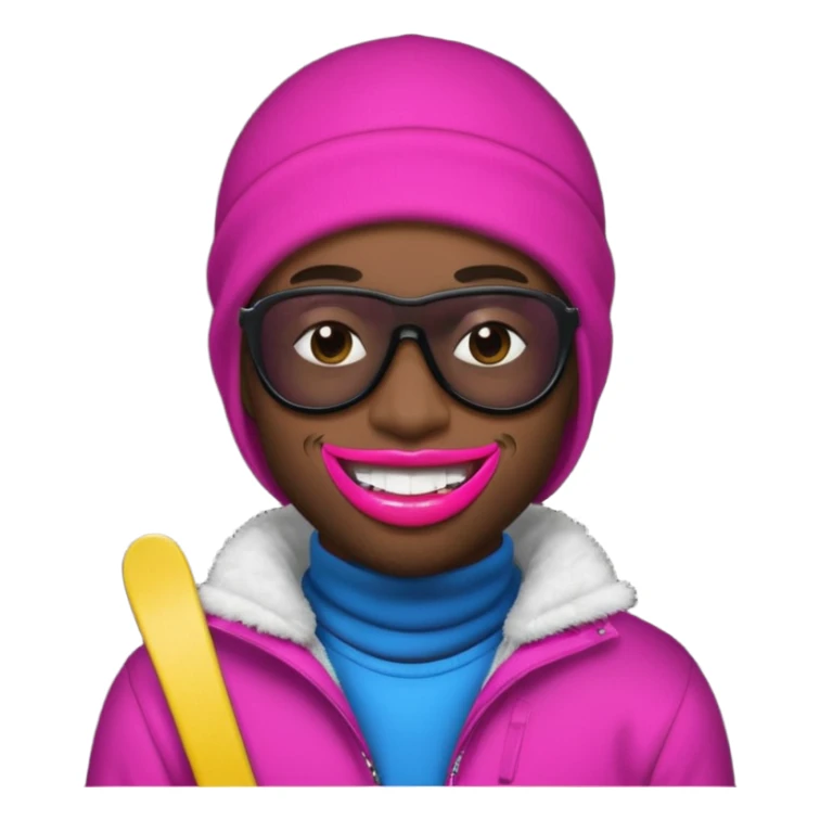 black guy, thug, ski mask, stealing, emoji, big pink lips sticker
