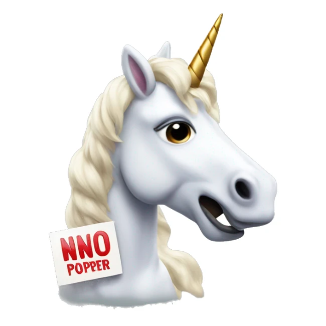 Unicorn  holding sign that reads poppers sticker