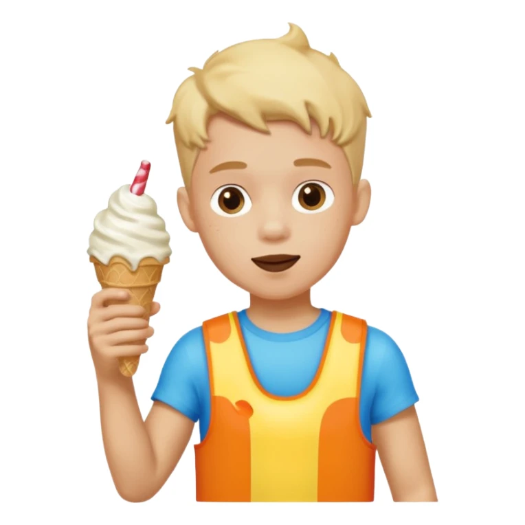 boy kid wearing arm floaties, eating ice cream sticker