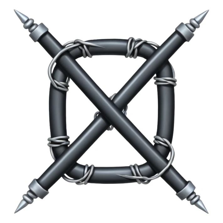 The letter H made of black and silver barbwire sticker