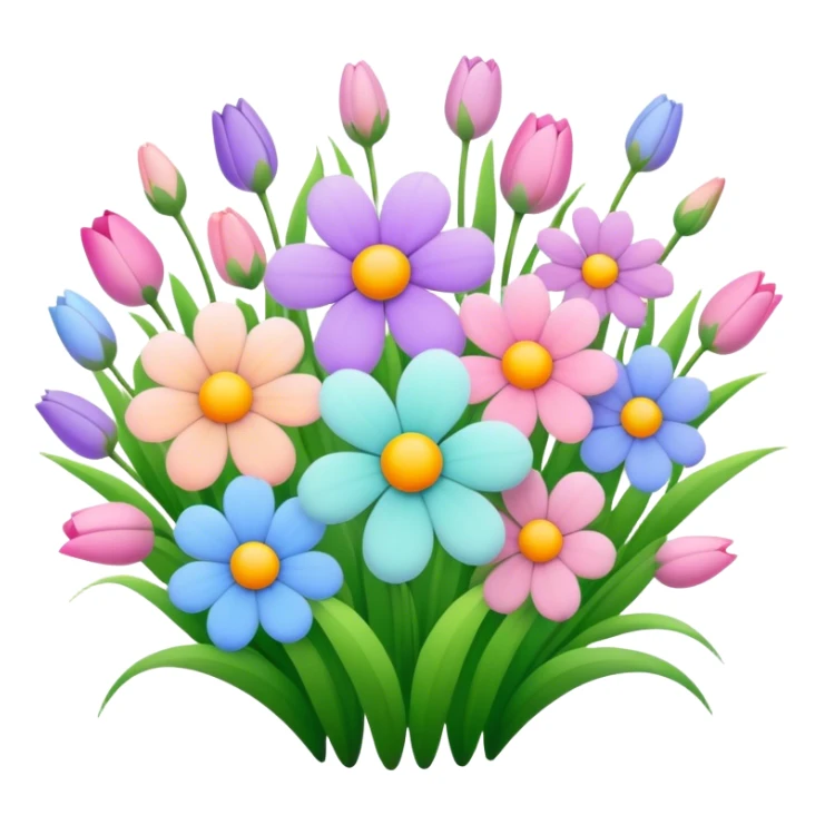 Spring flowers in full bloom, colorful and vibrant, with soft pastel tones sticker