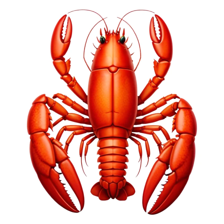 Cinematic bright red rock lobster, detailed hard shell, claws slightly open, freshly cooked, warm glowing tones, rich and indulgent. sticker