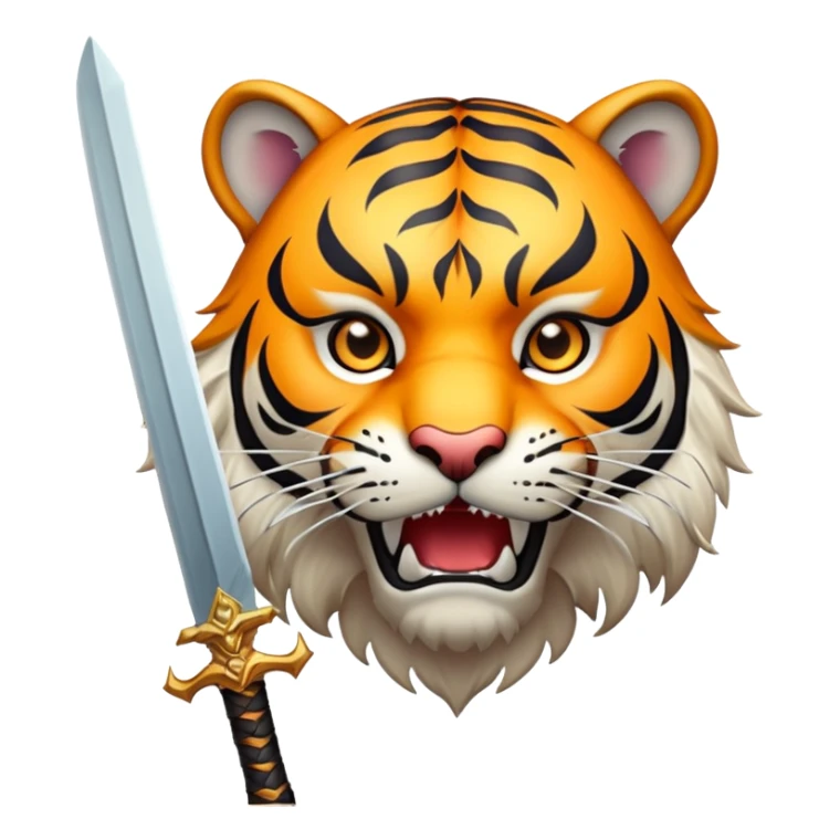 tiger face with sword fantasy game character for Twitch emote sticker