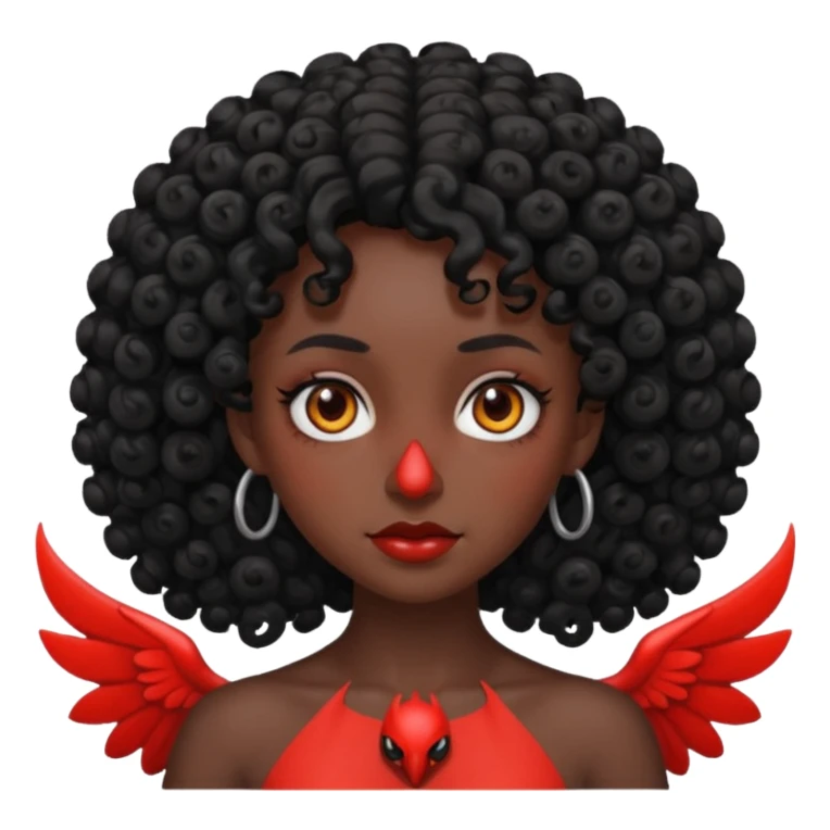 A woman with a curly black hair with mothman sticker